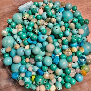 Assorted Turquoise Bead Lot - Mixed Round Beads